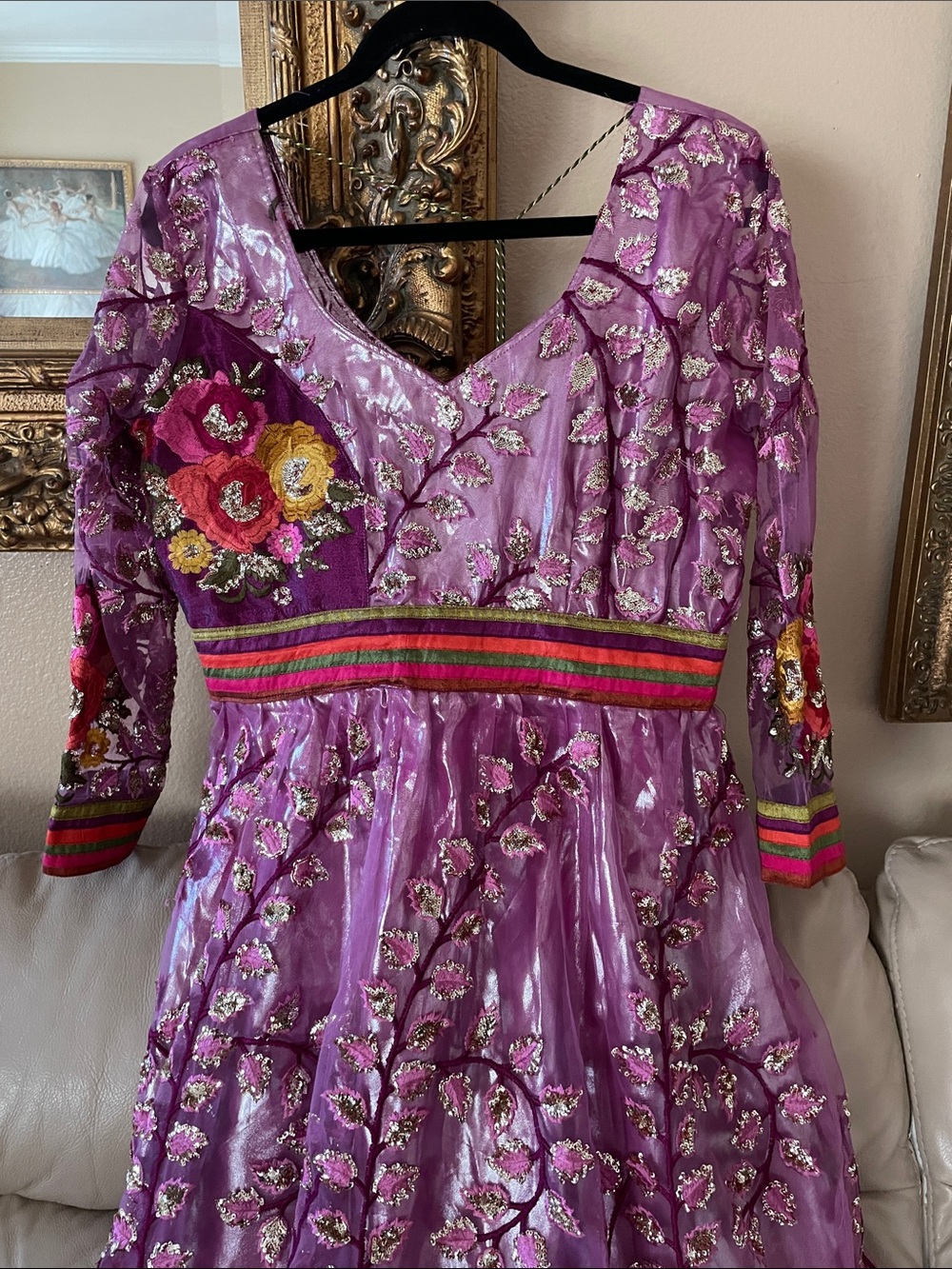 Gorgeous Afghan / Indian style
Purple Embroidered Sequined Floral Dress - Picture 2 of 12
